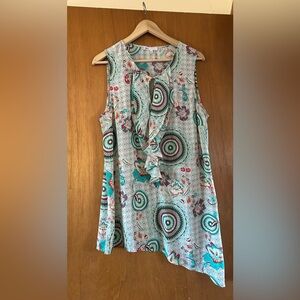 DR2 Multicolor Sleeveless Blouse with Ruffle Detail